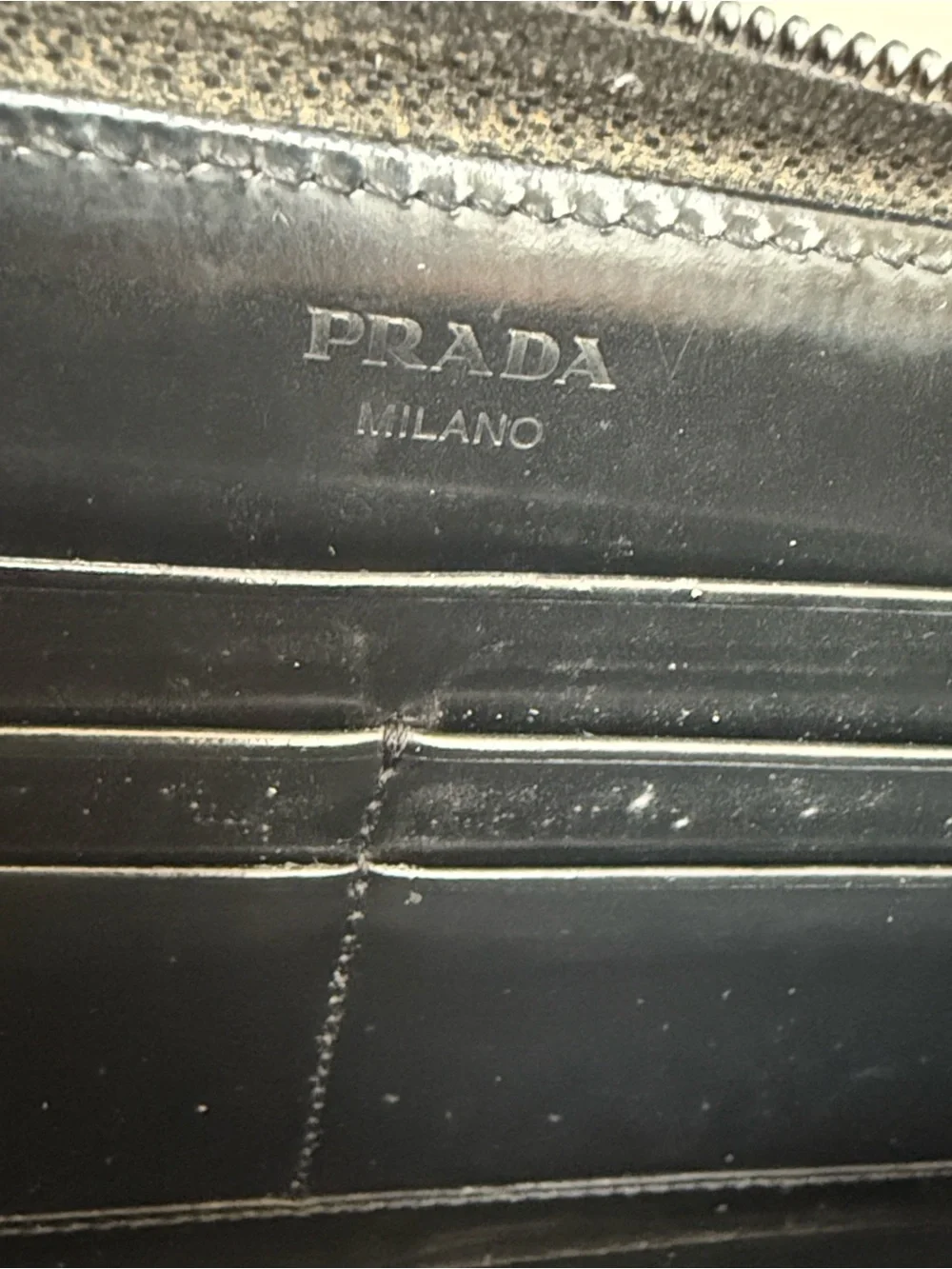 Prada Black Spazzolato Patent Leather Continental Zip Wallet Vintage - Picture 4 of 10